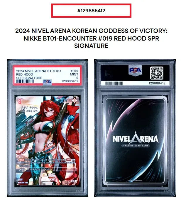 Nikke Nivel Arena Red Hood SPR BT01-019 Sign PSA 9 Mint Korean Sigh holo card